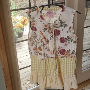 Mystree Button-up Sleeveless Multicolored Layered Sz. L‎ Blouse Tunic